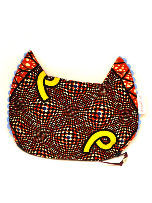 アフリカンプリントのキャットポーチ・オレンジ