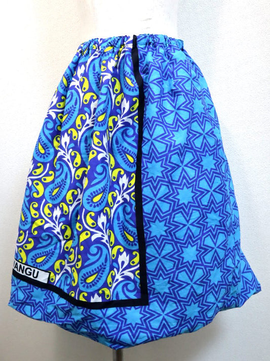 カンガのバルーンスカート・ブルー×ペイズリー