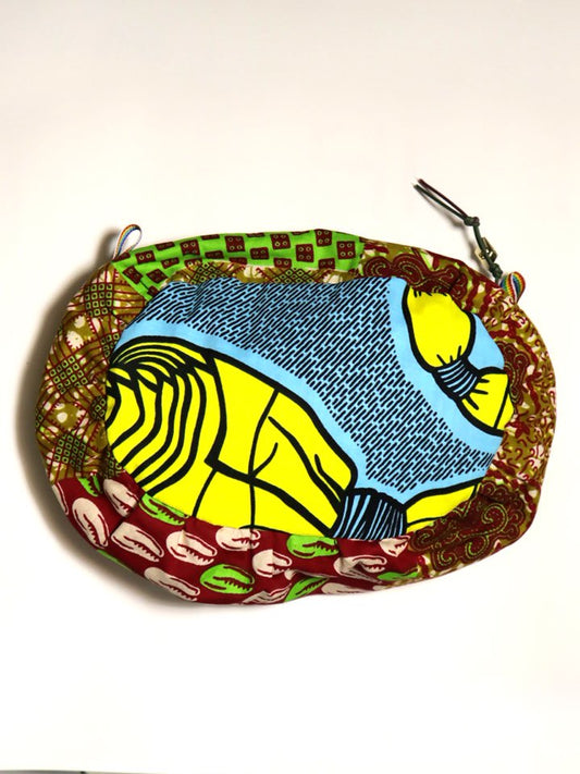 コラージュポーチ・バード・グリーン×グレープ