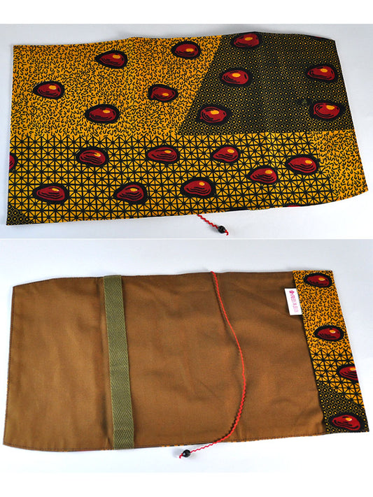 【単行本(四六判)用】アフリカンプリントのブックカバー・オレンジ×レッドエッグ