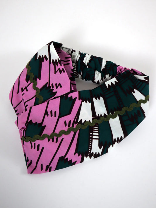 アフリカンプリントのクロスターバン・ピンク