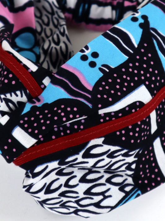 アフリカンプリントのクロスターバン・ブルー×ピンク