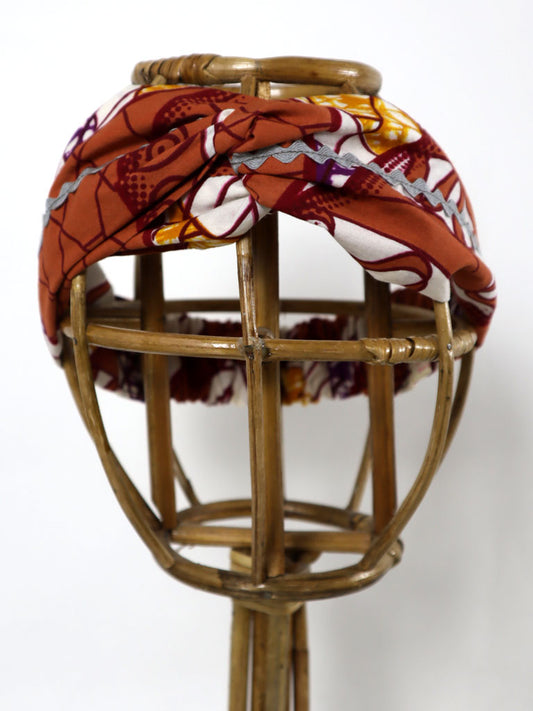 アフリカンプリントのクロスターバン・ブラウン