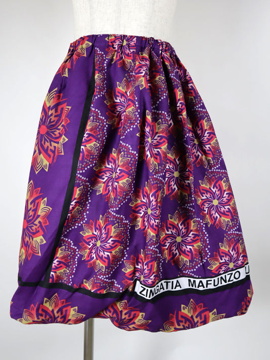 カンガのバルーンスカート・パープル×レッドフラワー