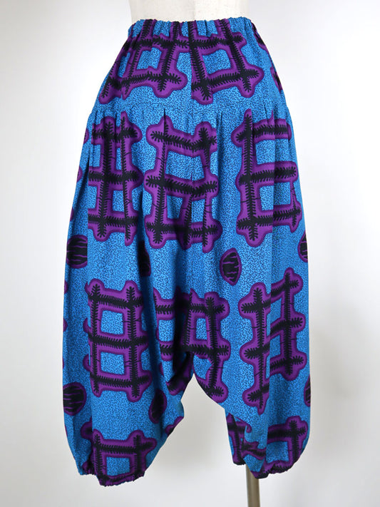 ポケット付きサルエルパンツ・ロング/ブルー