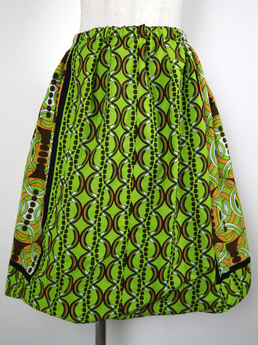 カンガのバルーンスカート・グリーン×サークルズ