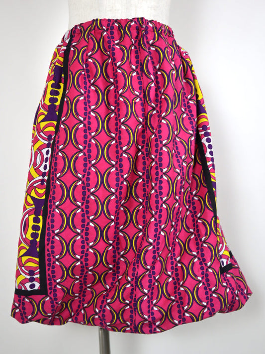 カンガのバルーンスカート・ピンク&イエロー×サークルズ