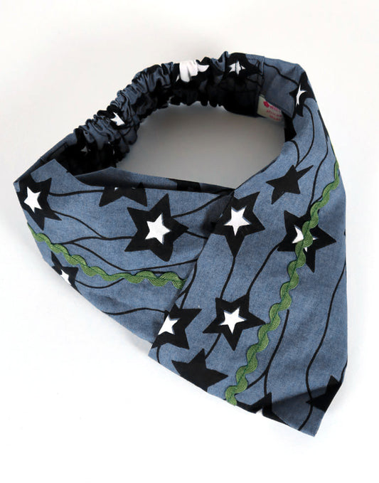 アフリカンプリントのクロスターバン・グレー×ホワイトスター