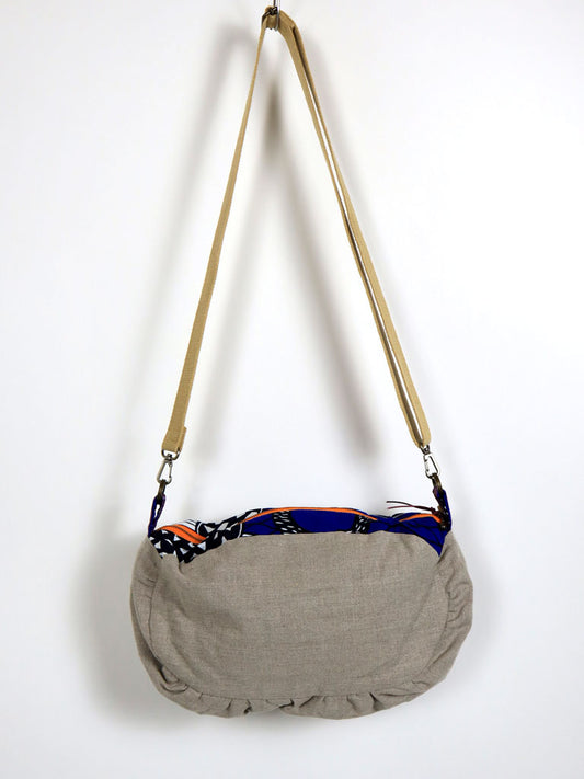 リネンのコラージュ・ショルダーバッグ・グリーン×レッド