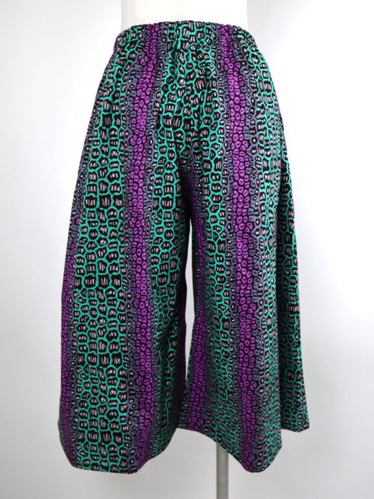 ポケット付きガウチョパンツ/ターコイズ×パープルストーン