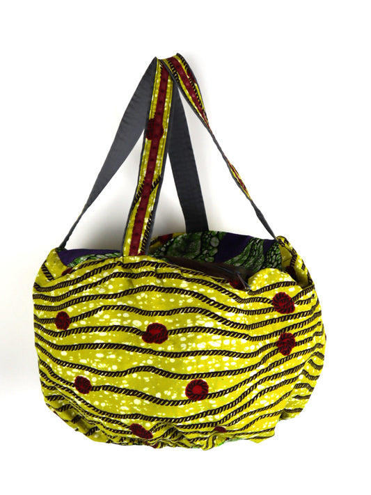 ファスナー付きパンプキンバッグ・イエロー×ロープ