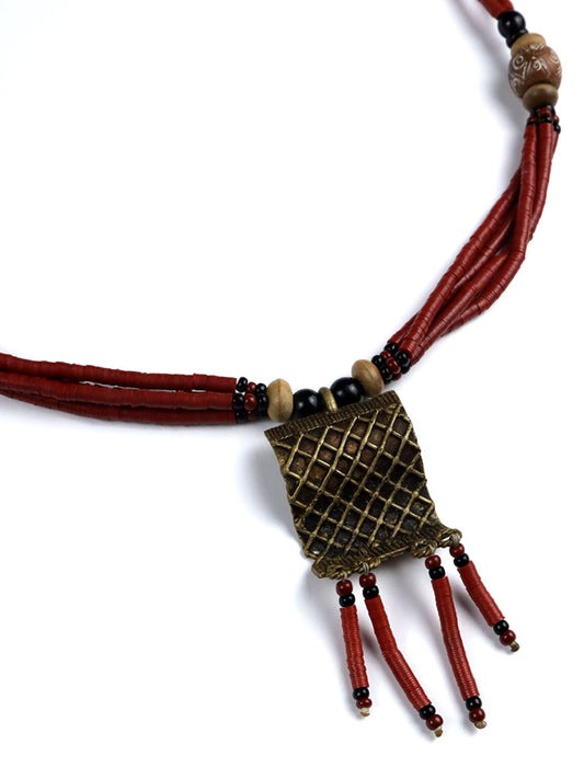 ブルキナファソのネックレス/ココナツ・ディスク&ブラス