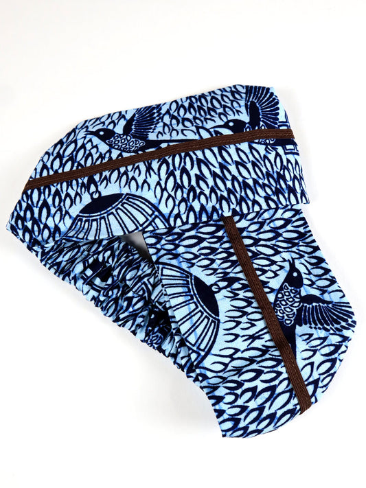 アフリカンプリントのクロスターバン・ブルーバード