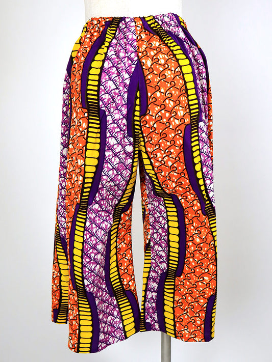 ポケット付きガウチョパンツ/オレンジ×パープル