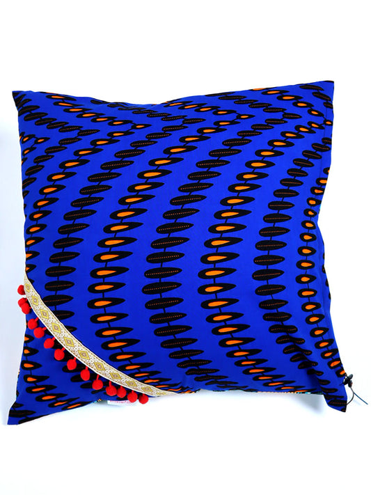 アフリカンプリントの表裏別柄デコラティブ・クッション 1003e