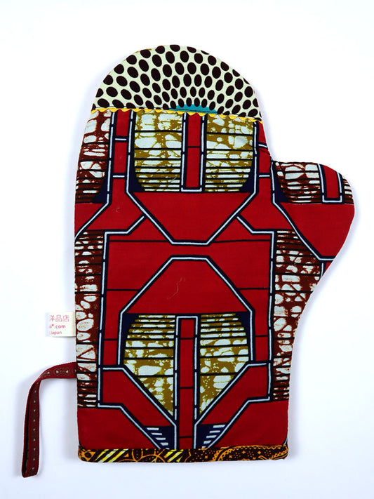 アフリカンプリントの鍋つかみ・ウェーブ×ブロック