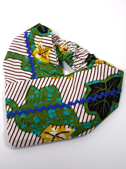 アフリカンプリントのクロスターバン・グリーンリーフ