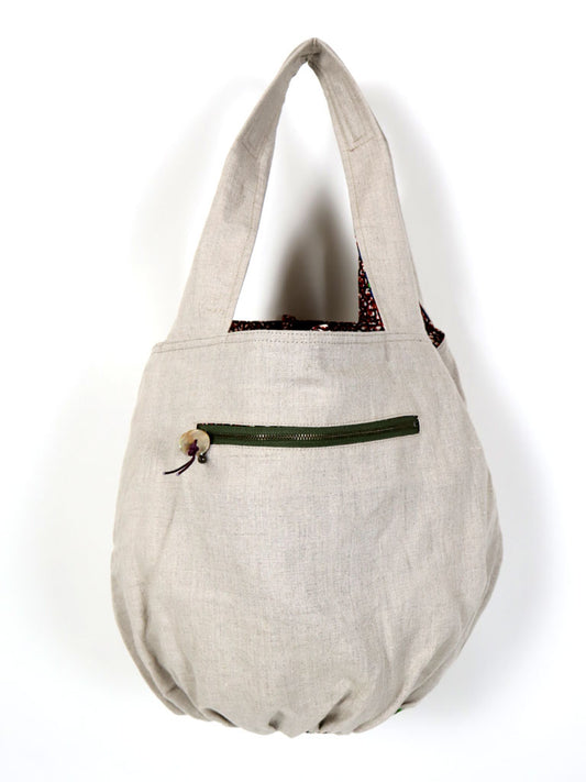 リネンのリバーシブルバッグ・チューリップ(リネン色ナチュラル)