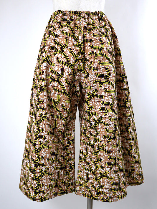 ポケット付きガウチョパンツ/ブラウン×コーラル