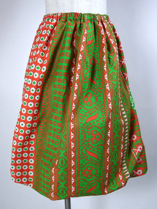 カンガのバルーンスカート・キストゥ×コーラルピンク×グリーン