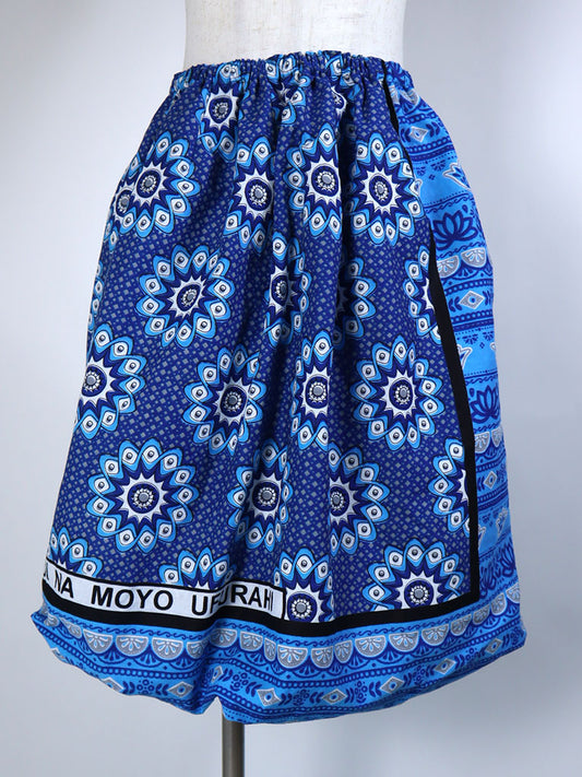 カンガのバルーンスカート・ブルーフラワー