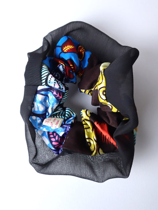 アフリカンプリントのパッチワークシュシュ・30305a