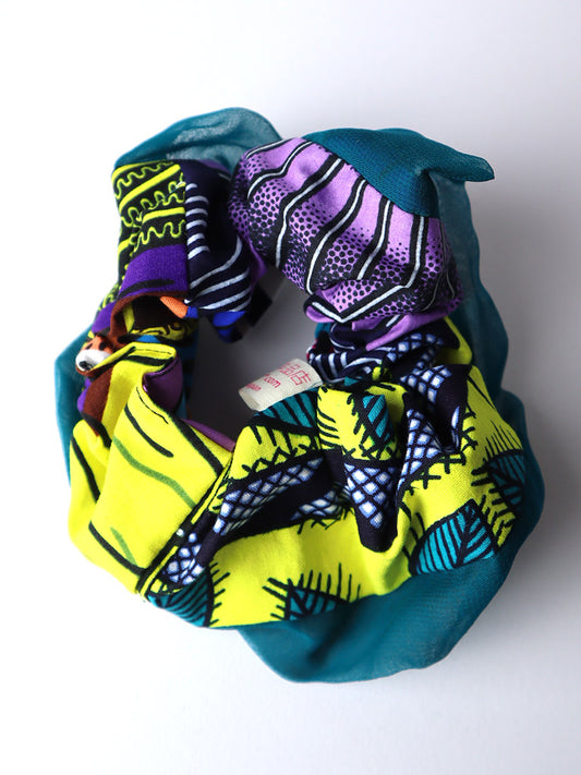 アフリカンプリントのパッチワークシュシュ・30305e