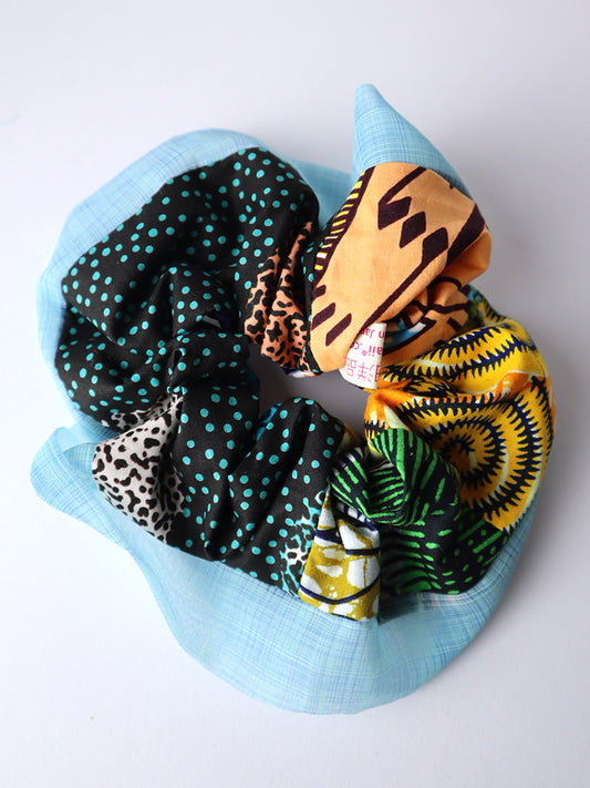 アフリカンプリントのパッチワークシュシュ・30305f