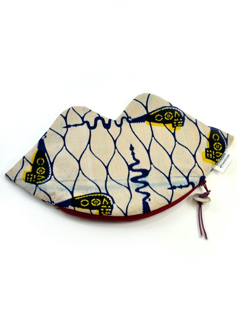 アフリカンプリントのくちびるポーチ・コークスクリュー