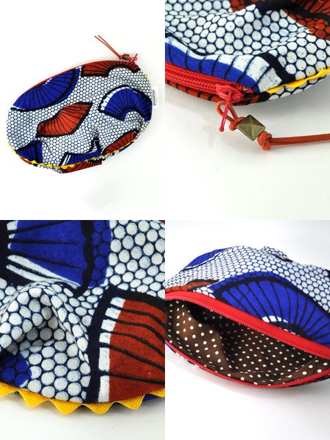 アフリカンプリントのぷっくりポーチ・扇子