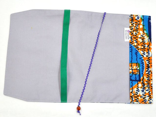 【新書用】アフリカンプリントのブックカバー・ブルーマッシュルーム