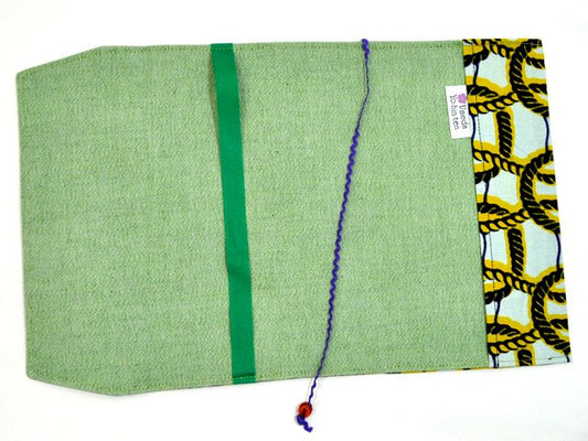 【新書用】アフリカンプリントのブックカバー・イエローロープ