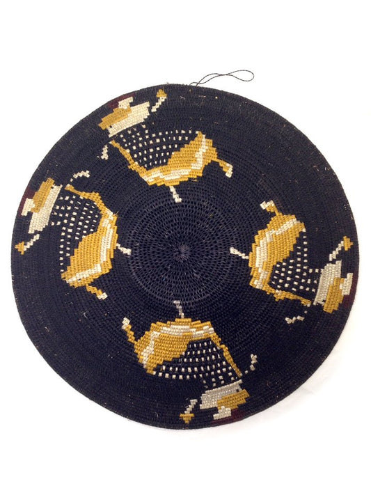 アフリカ(ジンバブエ)のサイザルバスケット/平かごボウル型XL・ダンシングレディ