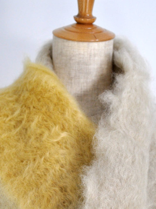 南アフリカのモヘアのマフラー・グラデーション・ベージュ&カナリヤ