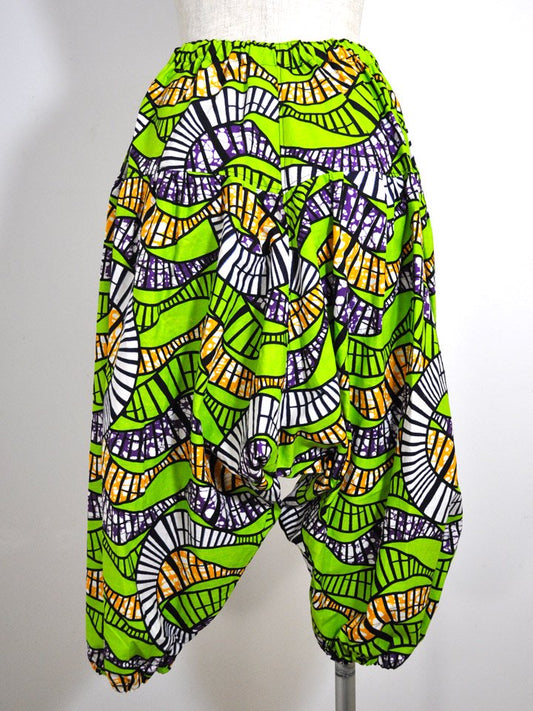 ポケット付きサルエルパンツ・ショート/ライム&パープル