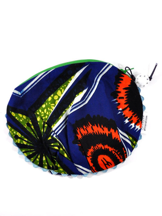 アフリカンプリントのぷっくりポーチ・オレンジサンフラワー