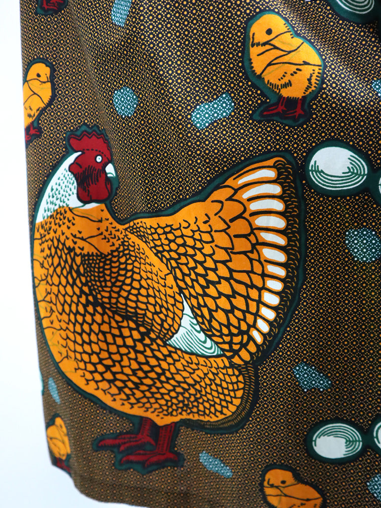 ポケット付きフォークロア・ロングスカート・鶏と卵
