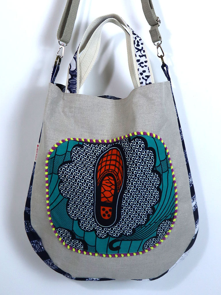 リネンの2wayトートバッグ・オレンジシューズ