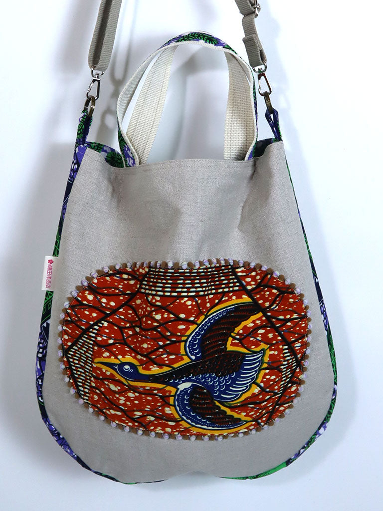 リネンの2wayトートバッグ・フライングバード