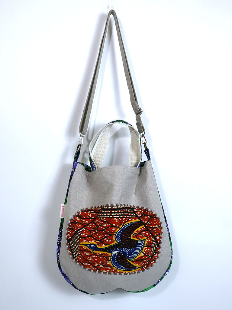 リネンの2wayトートバッグ・フライングバード