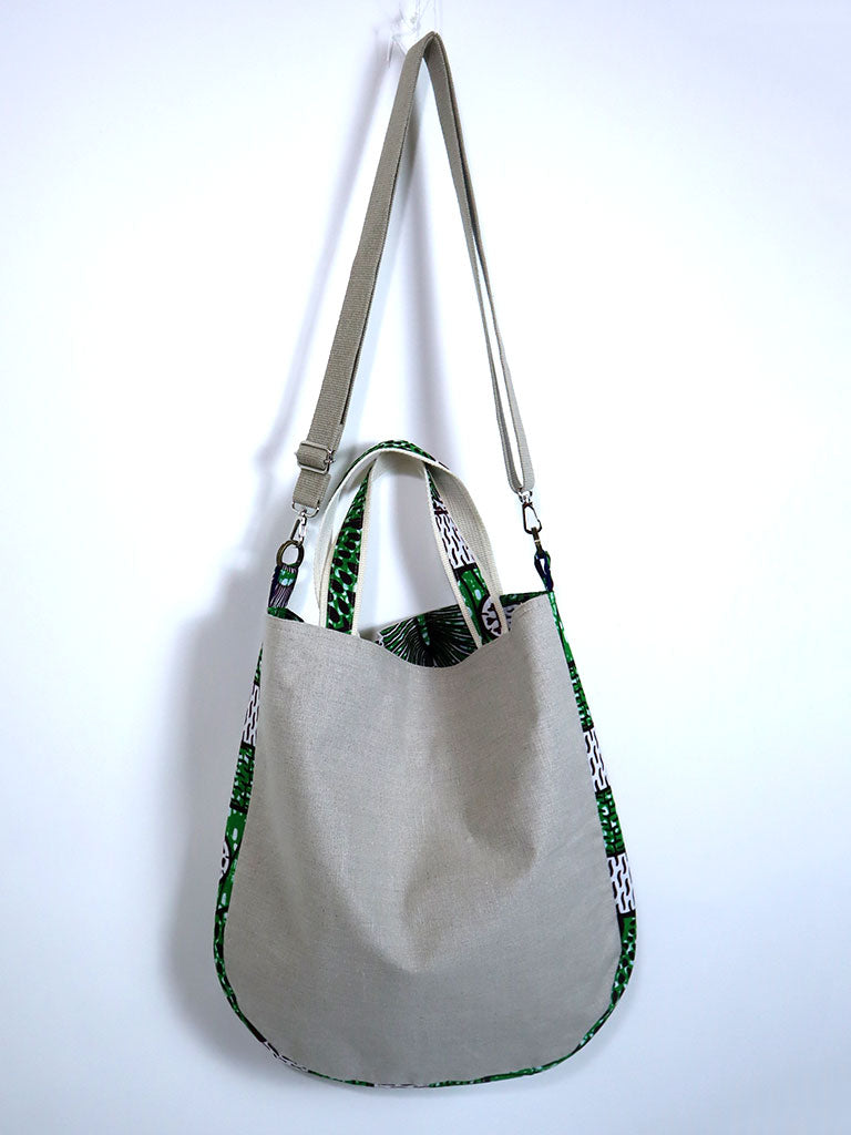 リネンの2wayトートバッグ・イエロー×ブルーエアプレーン