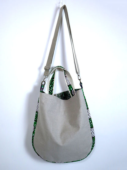 リネンの2wayトートバッグ・イエロー×ブルーエアプレーン