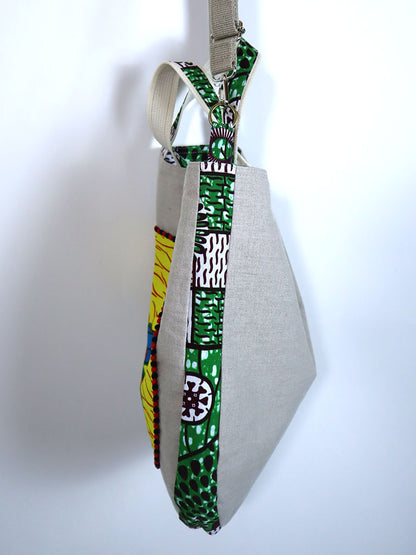 リネンの2wayトートバッグ・イエロー×ブルーエアプレーン