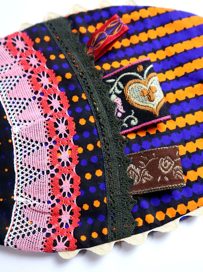 アフリカンプリントのお魚ポーチ・ブラック