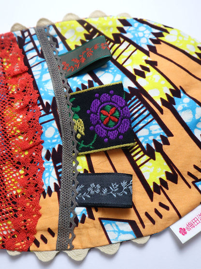 アフリカンプリントのお魚ポーチ・オレンジ