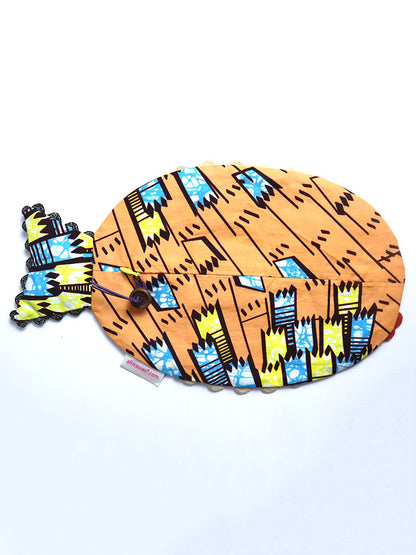 アフリカンプリントのお魚ポーチ・オレンジ