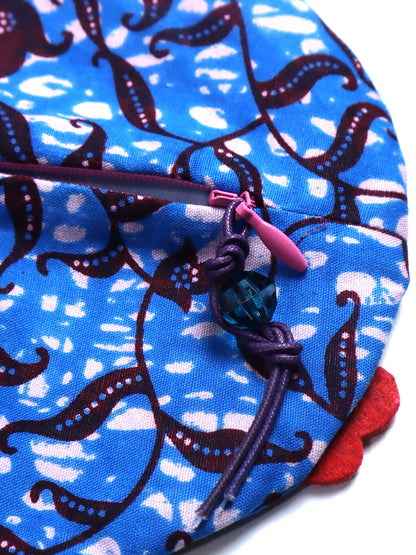 アフリカンプリントのお魚ポーチ・ブルー