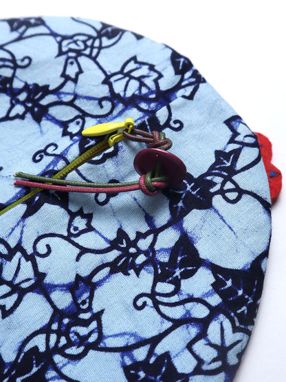 アフリカンプリントのお魚ポーチ・ライトブルー