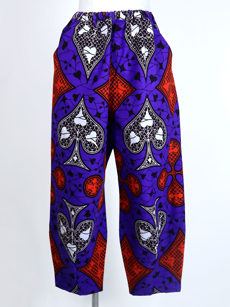 前後ポケット付きコクーンパンツ/パープル×スペード&ダイヤ