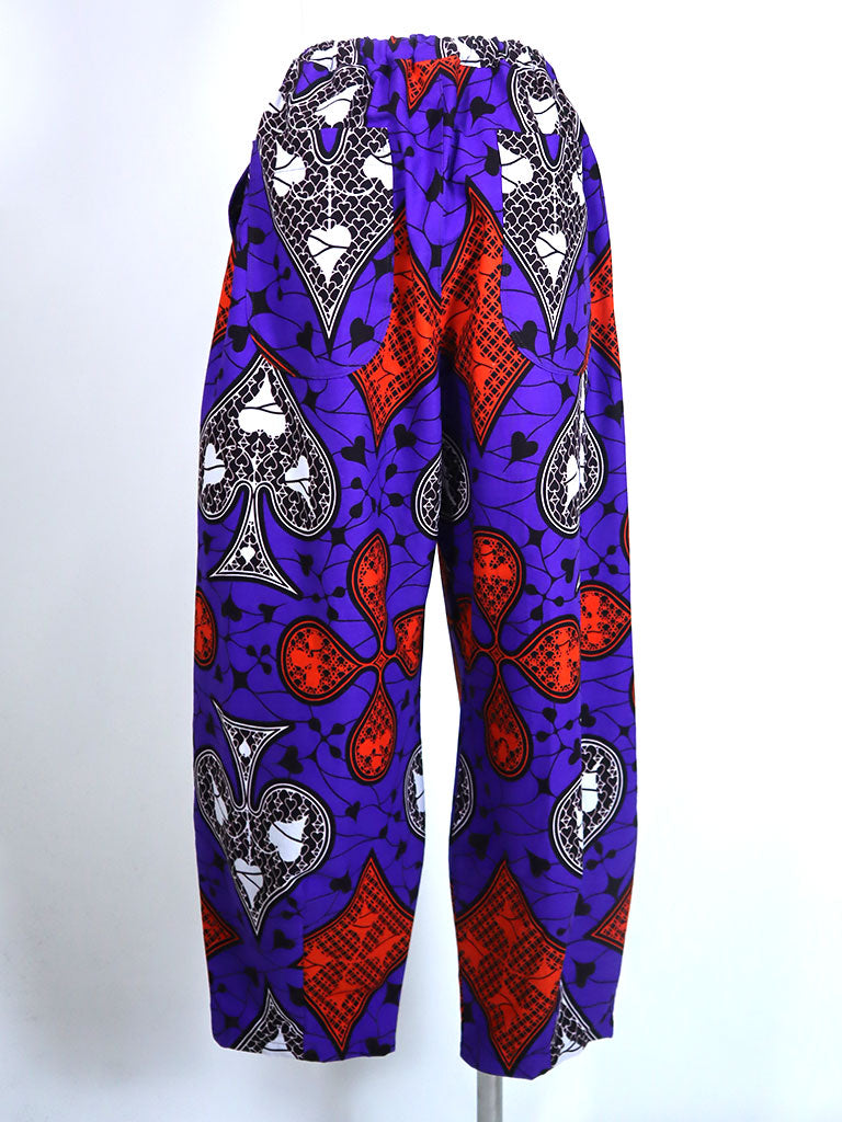 前後ポケット付きコクーンパンツ/パープル×スペード&ダイヤ